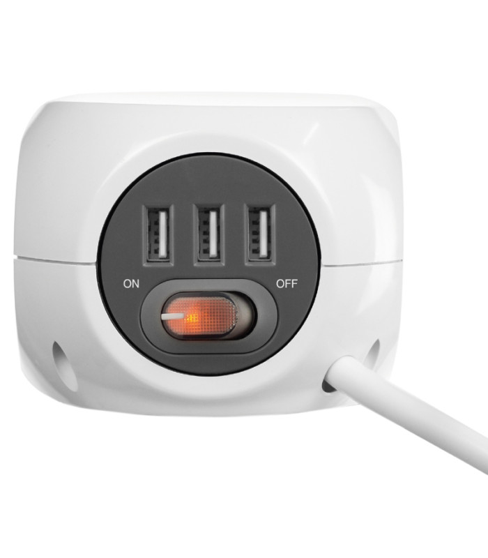 Ewent EW3939 REGLETA CUBO 3 TOMAS/3 USB BLANCO