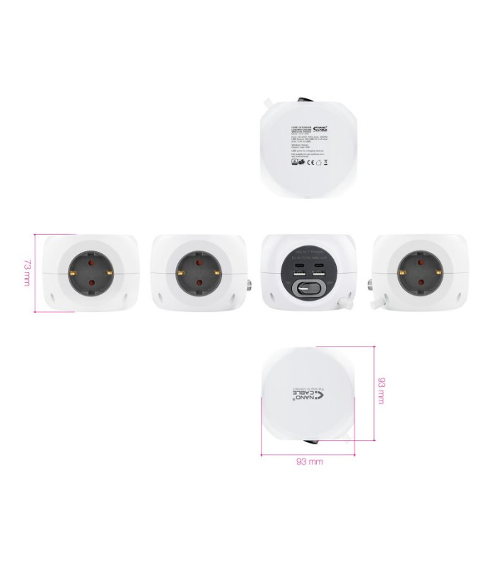 Nanocable Base de enchufes con 4 USB Blanco