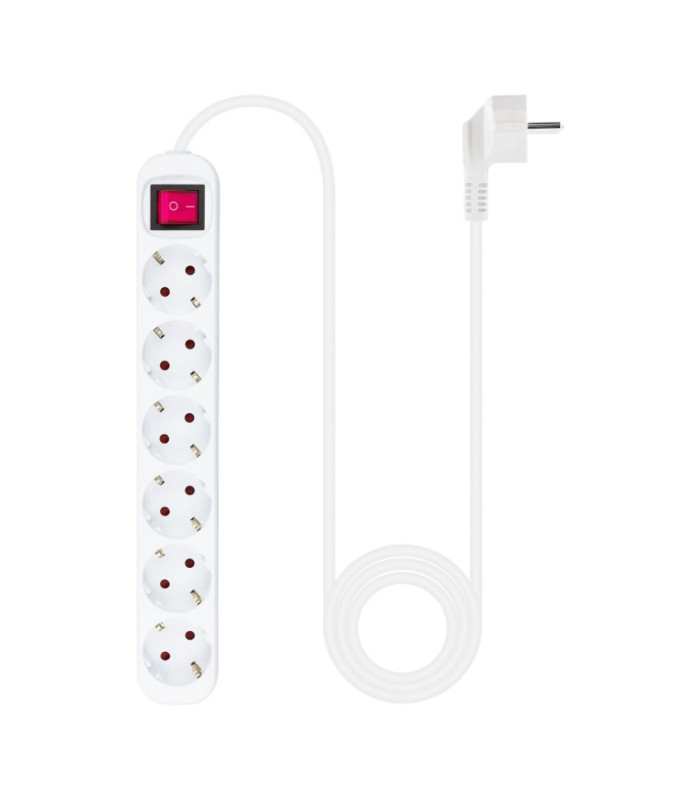 Nanocable Regleta 6 tomas con interruptor Blanca