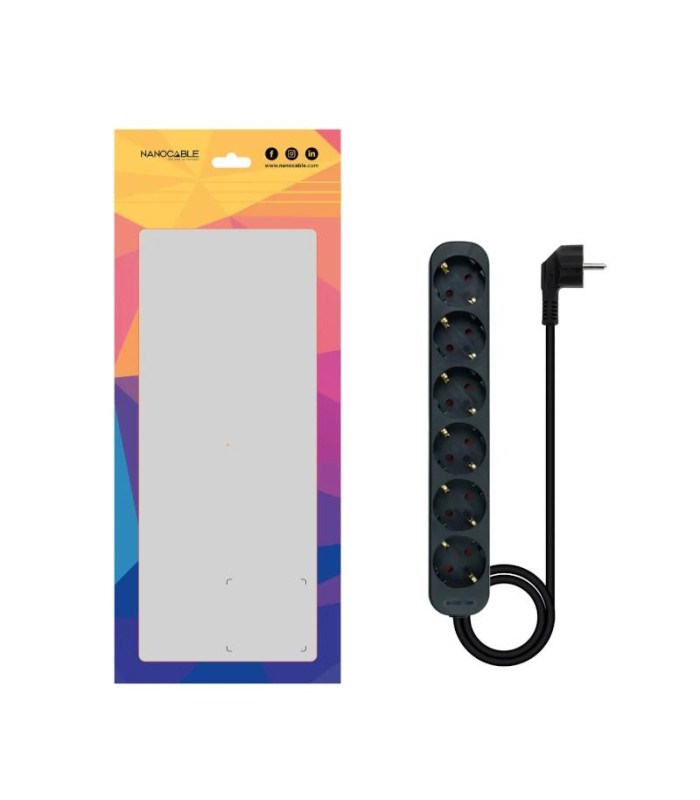 Nanocable Regleta de Enchufes 6 Tomas 1.4 m Negro