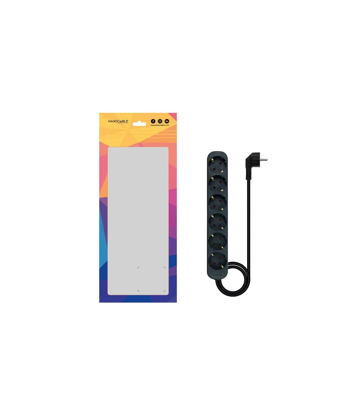 Nanocable Regleta de Enchufes 6 Tomas 1.4 m Negro