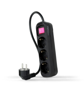 Nanocable Regleta 3 Tomas Interruptor Negro