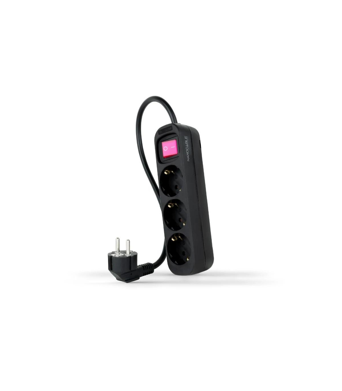 Nanocable Regleta 3 Tomas Interruptor Negro
