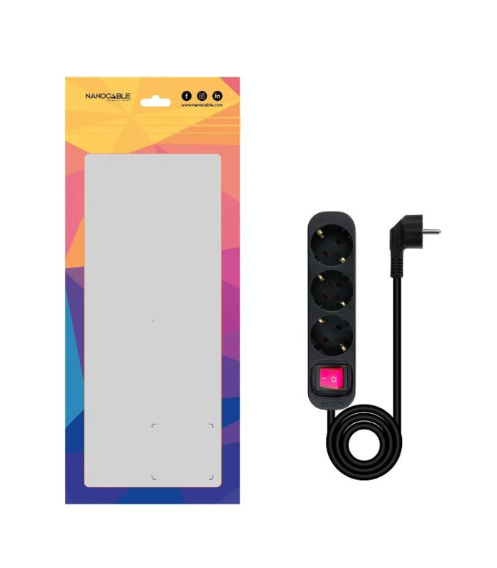Nanocable Regleta 3 Tomas Interruptor Negro