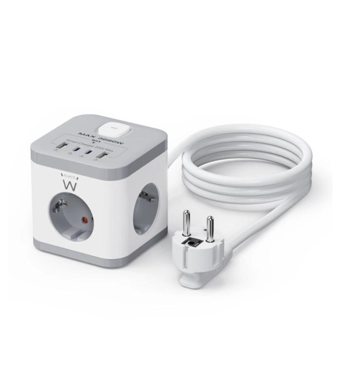 Ewent EW3863 Regleta 3 Tomas SHUCKO+2USB-A+2USB-C