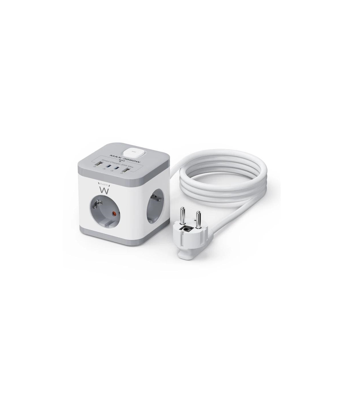 Ewent EW3863 Regleta 3 Tomas SHUCKO+2USB-A+2USB-C