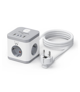 Ewent EW3863 Regleta 3 Tomas SHUCKO+2USB-A+2USB-C