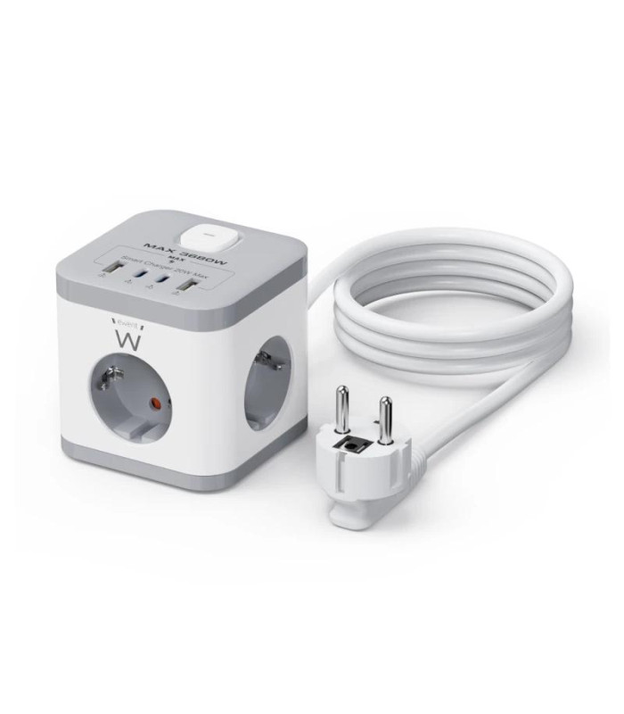 Ewent EW3863 Regleta 3 Tomas SHUCKO+2USB-A+2USB-C