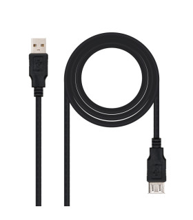 Nanocable Cable USB 2.0, tipo A/M-A/H, Negro, 3m