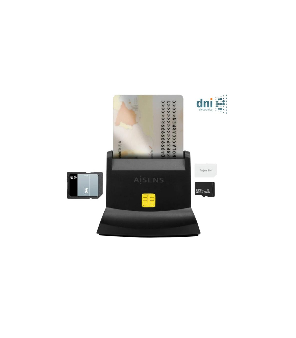Aisens Lector DNI SIM SD MSD MMC RS-MMC MMC MUSBC