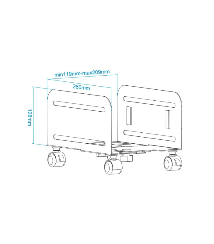 TooQ Soporte para CPU de SUELO con ruedas negro