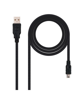 Nanocable Cable USB 2.0, A/M-Mini B/M, negro, 0.5m