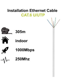 Ewent Bobina cable red Cat. 6 U/UTP, PVC, 305mt