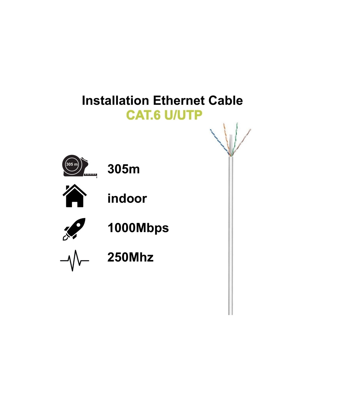Ewent Bobina cable red Cat. 6 U/UTP, PVC, 305mt
