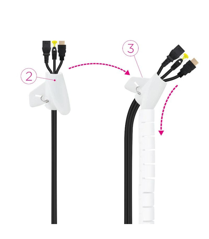 Nanocable Organizador cables flex. 25mm 1 M Blanco
