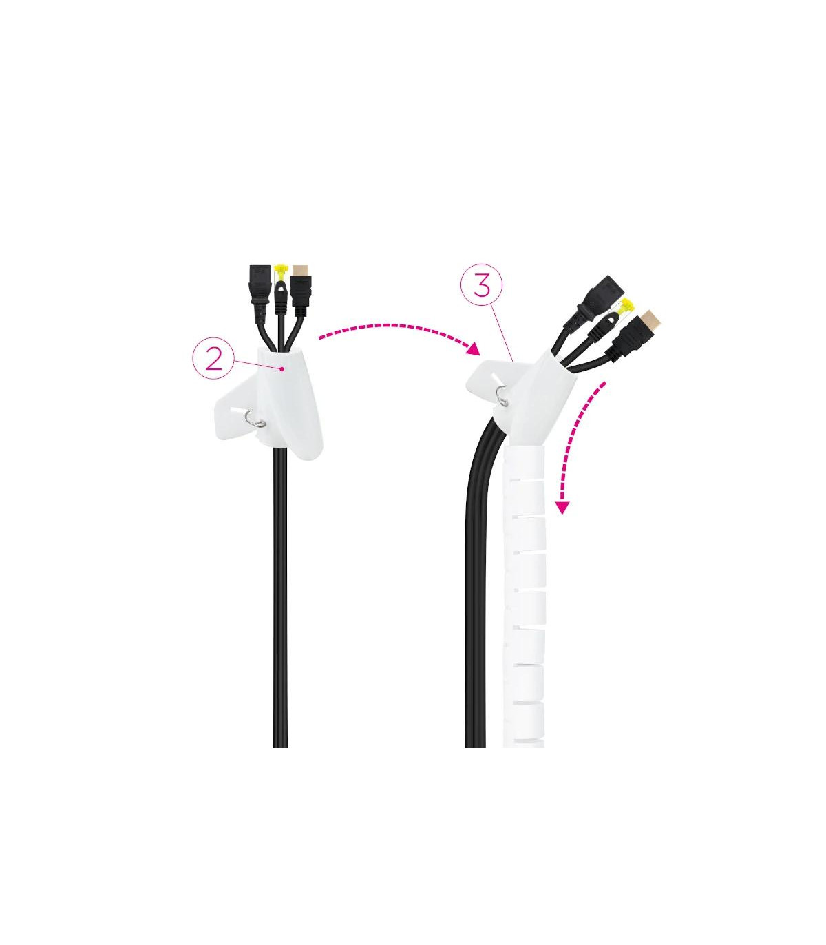 Nanocable Organizador cables flex. 25mm 1 M Blanco