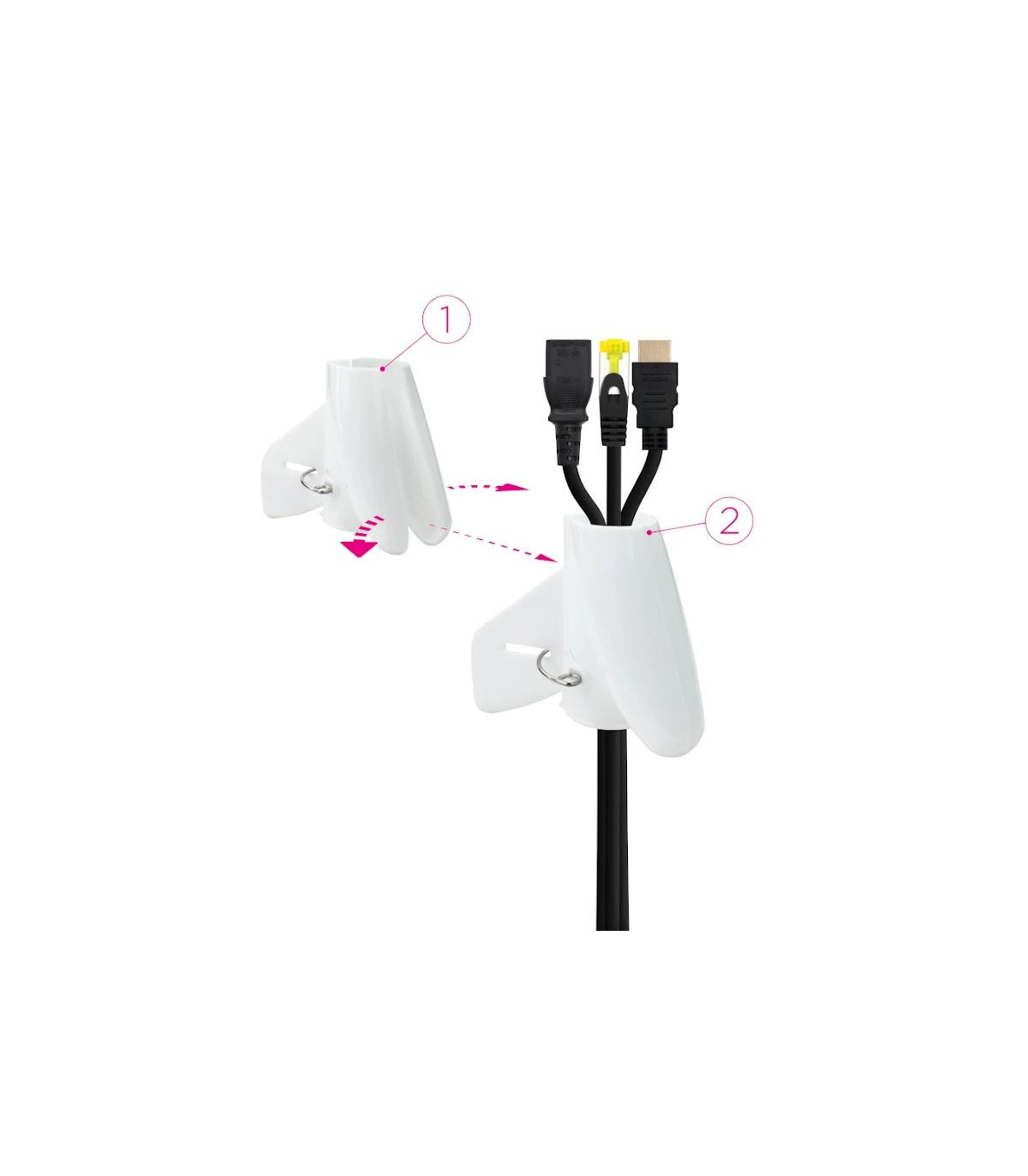 Nanocable Organizador cables flex. 25mm 1 M Blanco