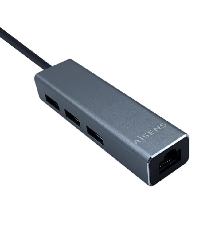 Aisens Conversor USB 3.0 Ethernet + 3 usb3.0 gris