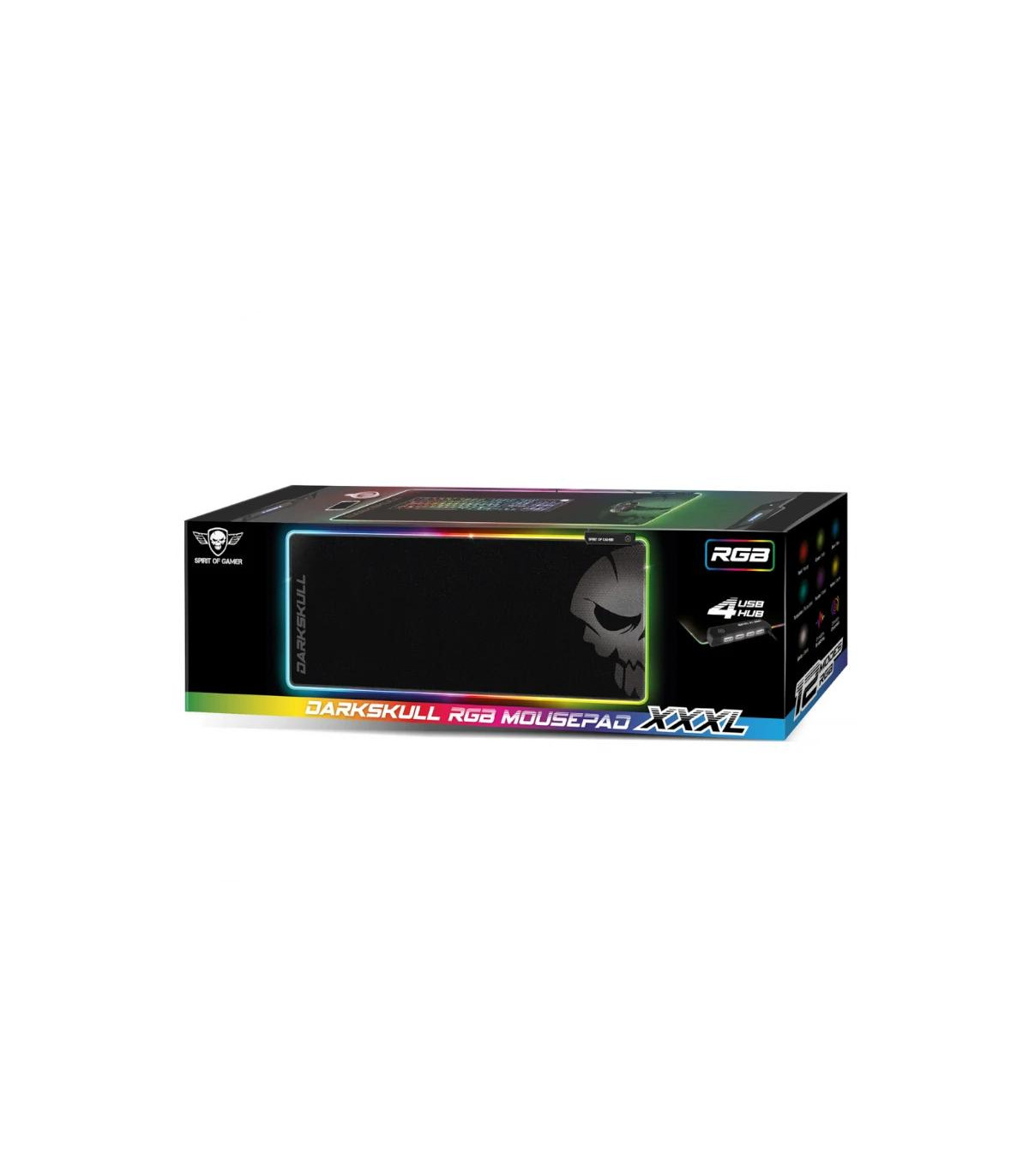 Spirit of Gamer Alfombrilla DarkSkull RGB+HUB XXXL