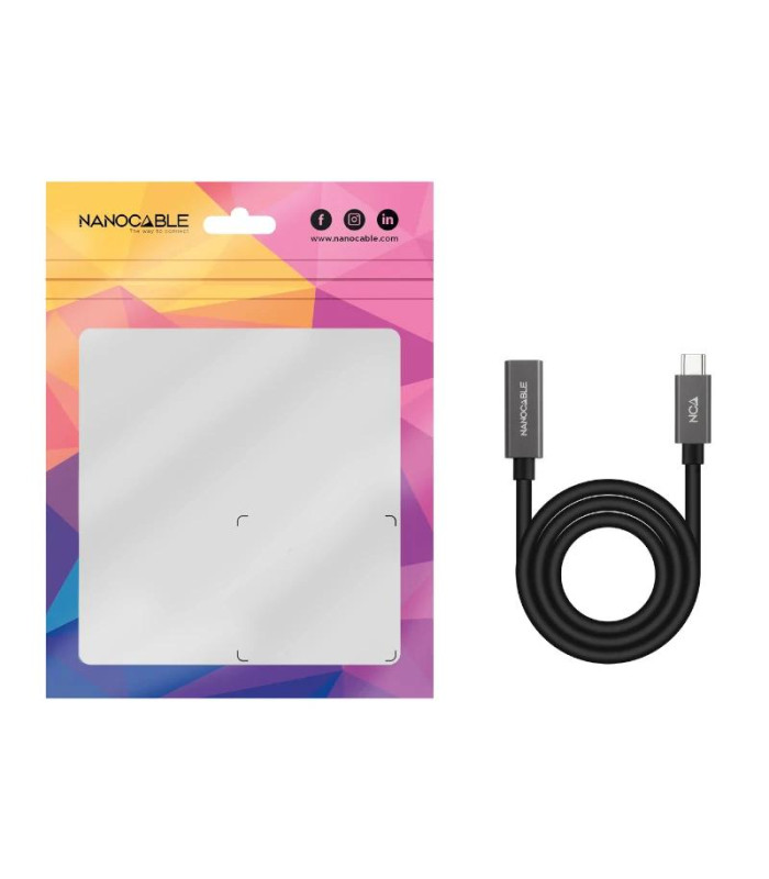 Nanocable Cable USB 3.2 Gen2 USB-C M/H 1 M Negro