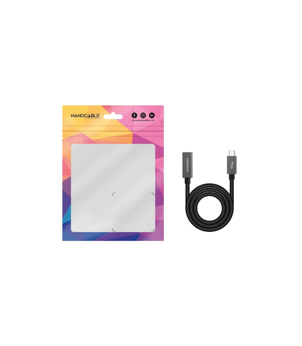 Nanocable Cable USB 3.2 Gen2 USB-C M/H 1 M Negro