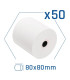 Pack 50 rollos papel térmico sin BPA 80X80mm