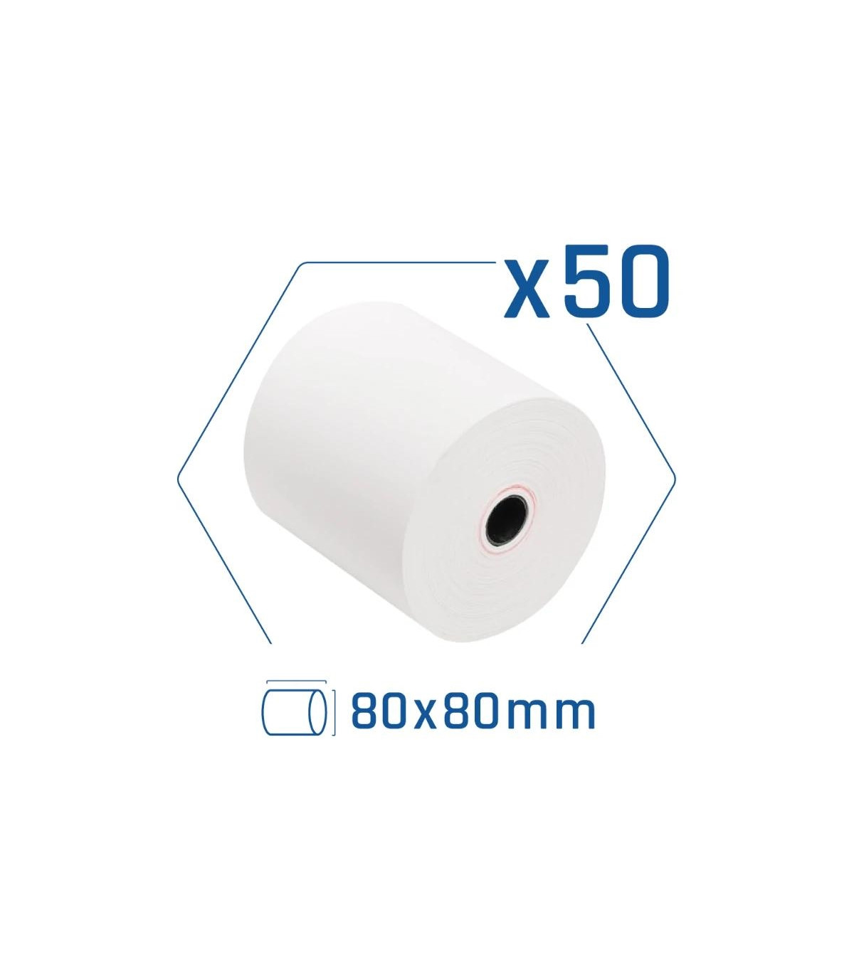 Pack 50 rollos papel térmico sin BPA 80X80mm