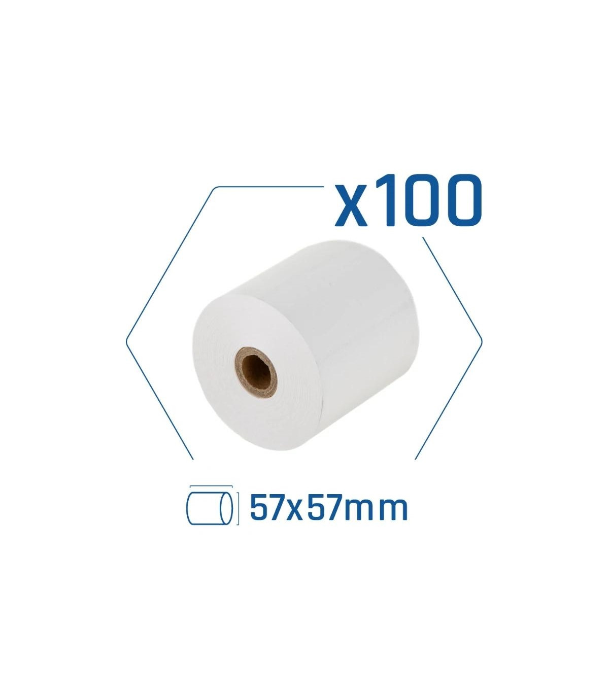 Pack 100 rollos papel térmico sin BPA 57X57mm