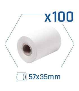 Pack 100 rollos papel térmico datáfono 57x35 mm
