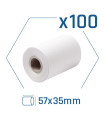 Pack 100 rollos papel térmico datáfono 57x35 mm