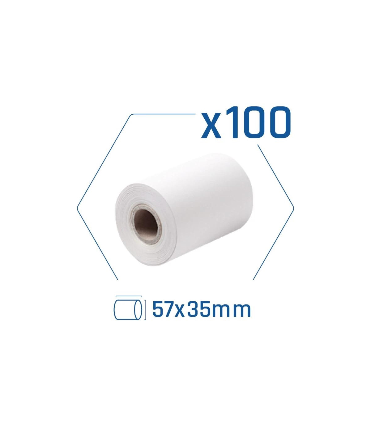 Pack 100 rollos papel térmico datáfono 57x35 mm