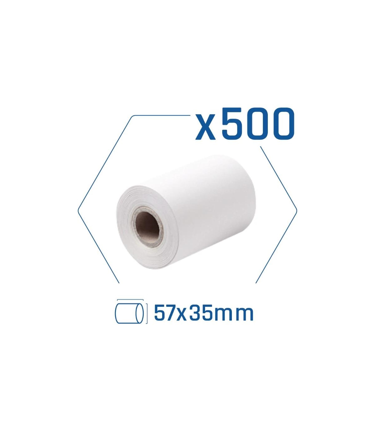 Pack 500 rollos papel térmico datáfono 57x35 mm