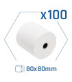 Pack 100 rollos papel térmico sin BPA 80x80mm
