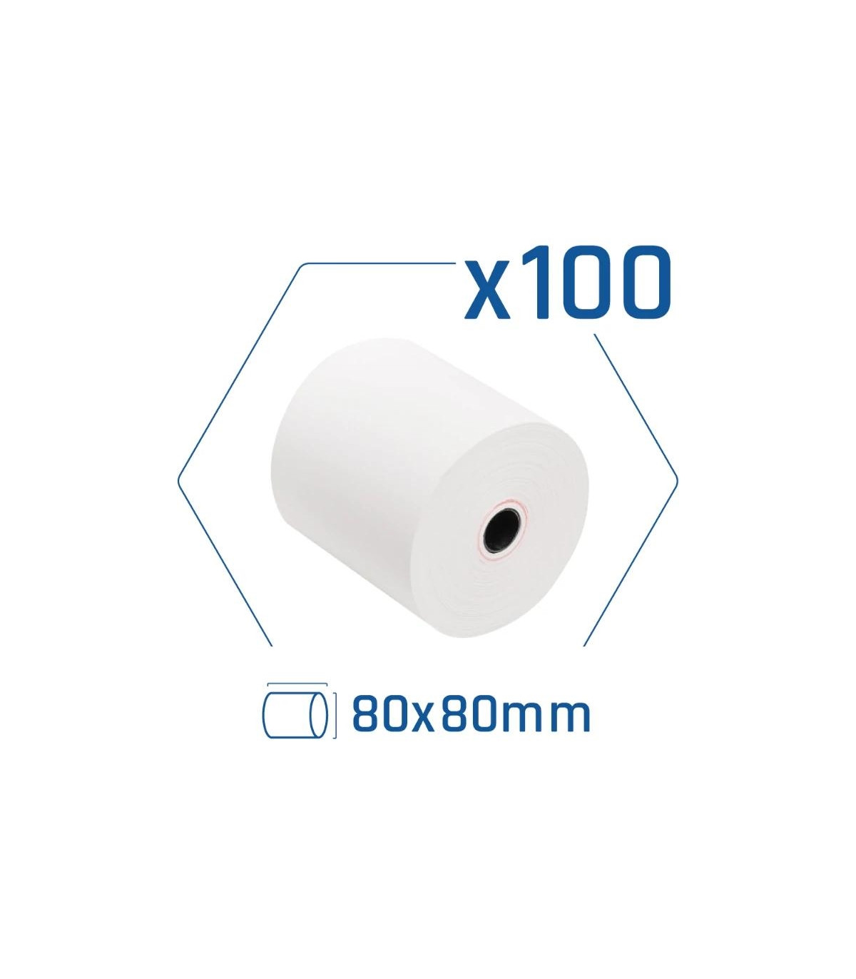 Pack 100 rollos papel térmico sin BPA 80x80mm