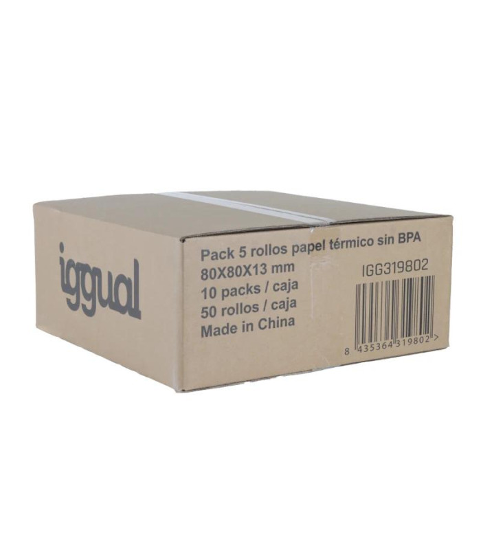 iggual Caja 50 rollos papel térmico sin BPA 80x80