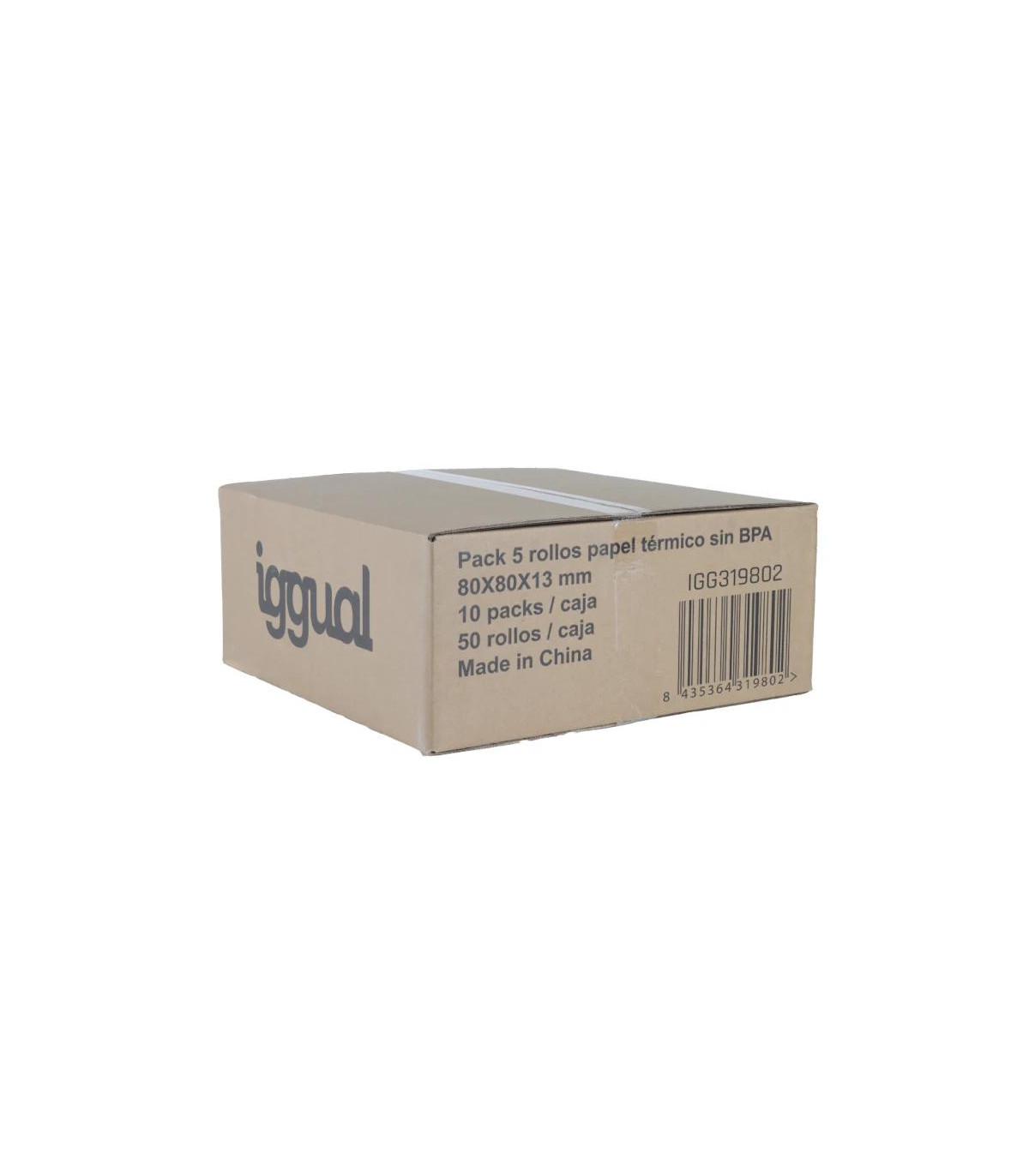 iggual Caja 50 rollos papel térmico sin BPA 80x80