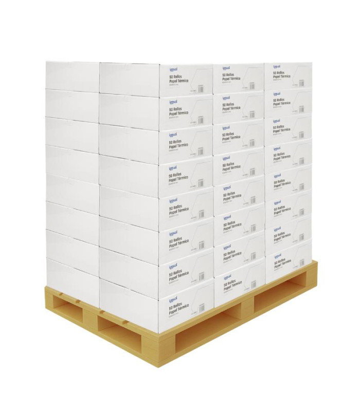 Palet 2400 rollos papel térmico sin BPA 80x80mm