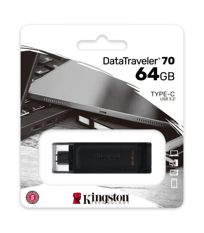 Kingston DataTraveler DT70 64GB USB C 3.2  Negro
