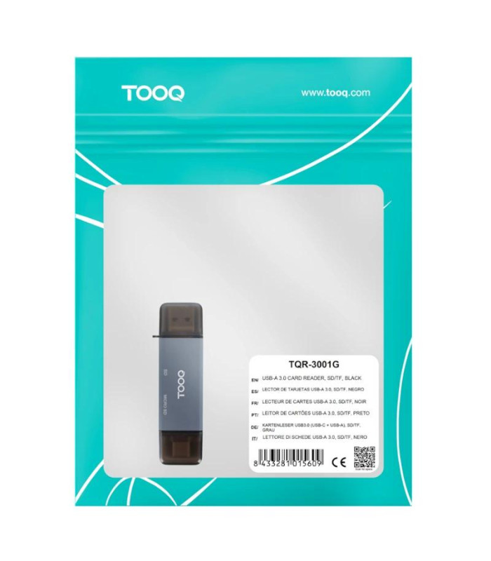 Tooq TQR-3001G Lector USB3.0 (USB-C+USB-A) SD/TF