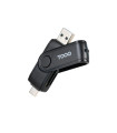 Tooq TQR-3003B Lector USB-C 2.0+USB-A 3.0 SD/TF
