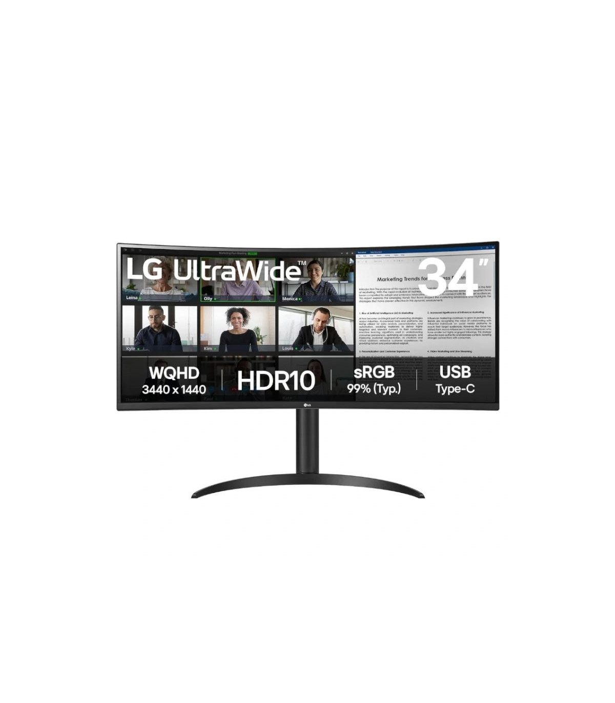 LG 34WR50QK-B monitor 34" WQHD 2xHDMI DP curvo