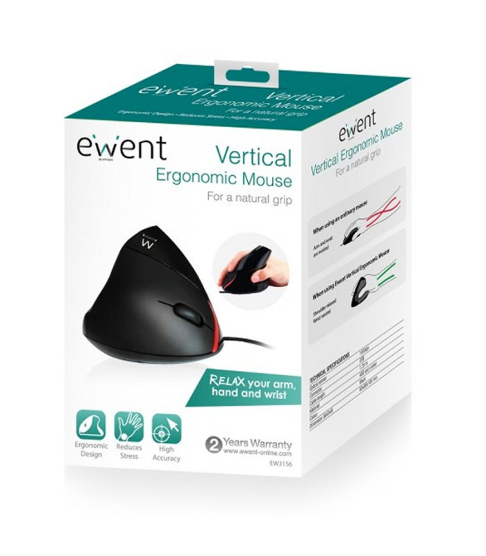 EWENT EW3156 Raton Ergonómico USB Negro