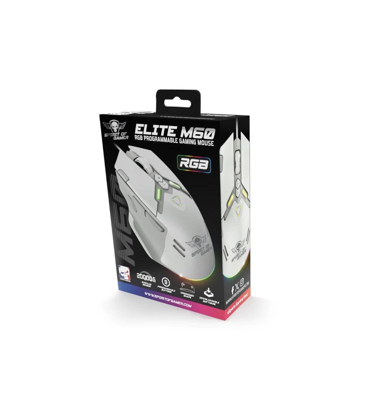 Spirit of Gamer Ratón Elite M60 Blanco RGB