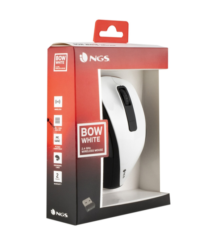 NGS Ratón Inalámbrico 2.4 GHz BOWWHITE 16000DPI Bl