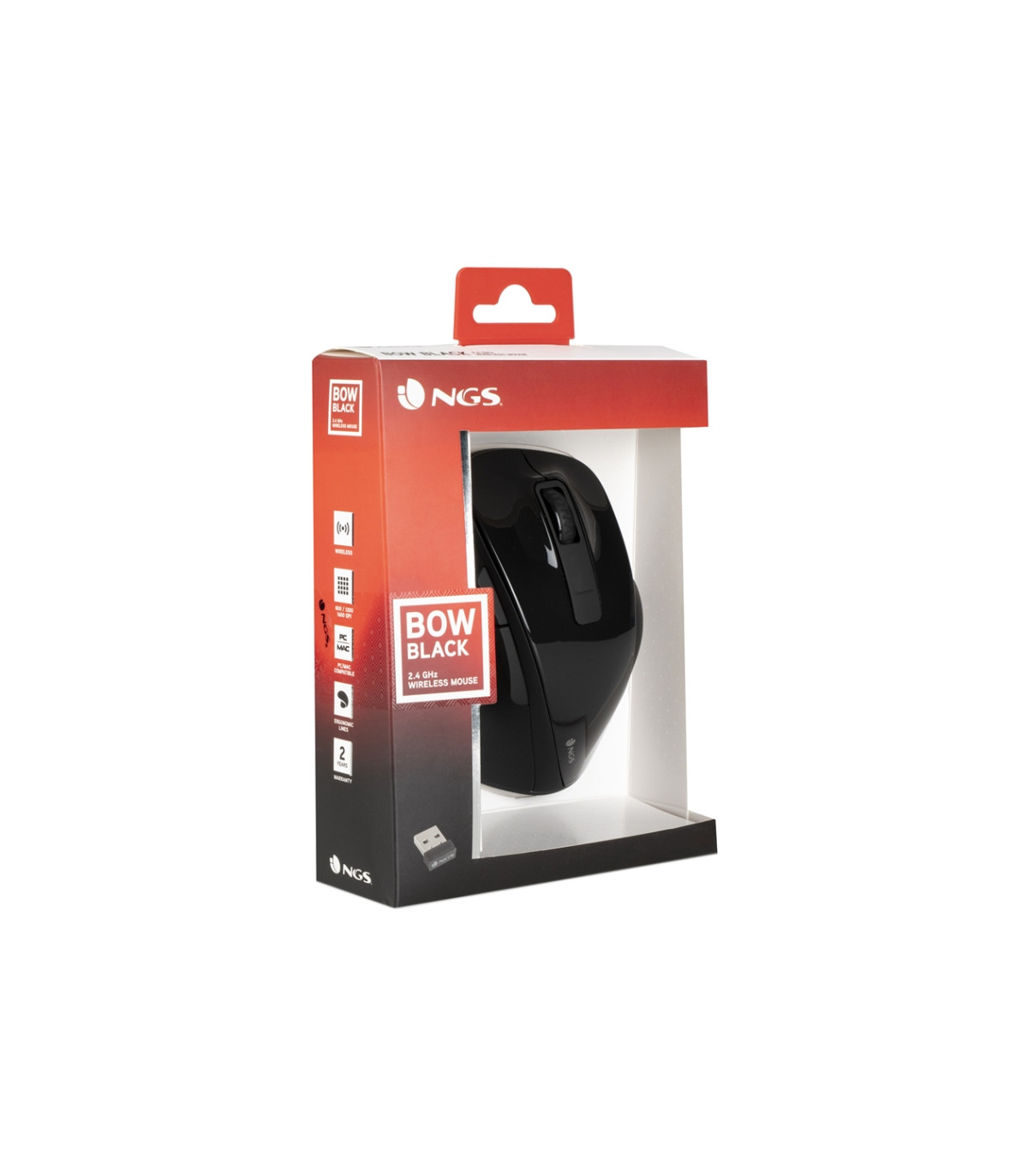 NGS Ratón Inalámbrico 2.4 GHz BOWBLACK16000DPI Neg