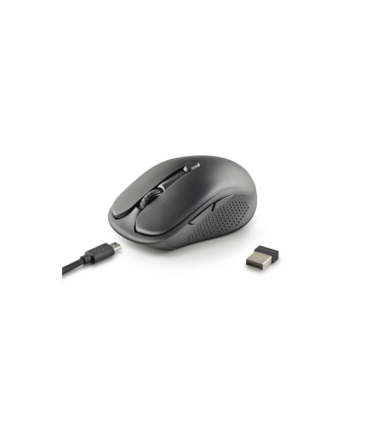 NGS Raton Inalambrico Recargable Silencioso Negro