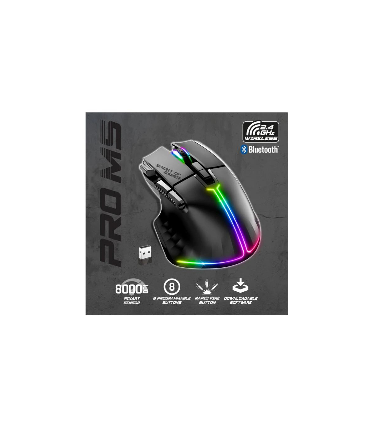 Spirit of Gamer Ratón Inalambrico Pro M5 Black