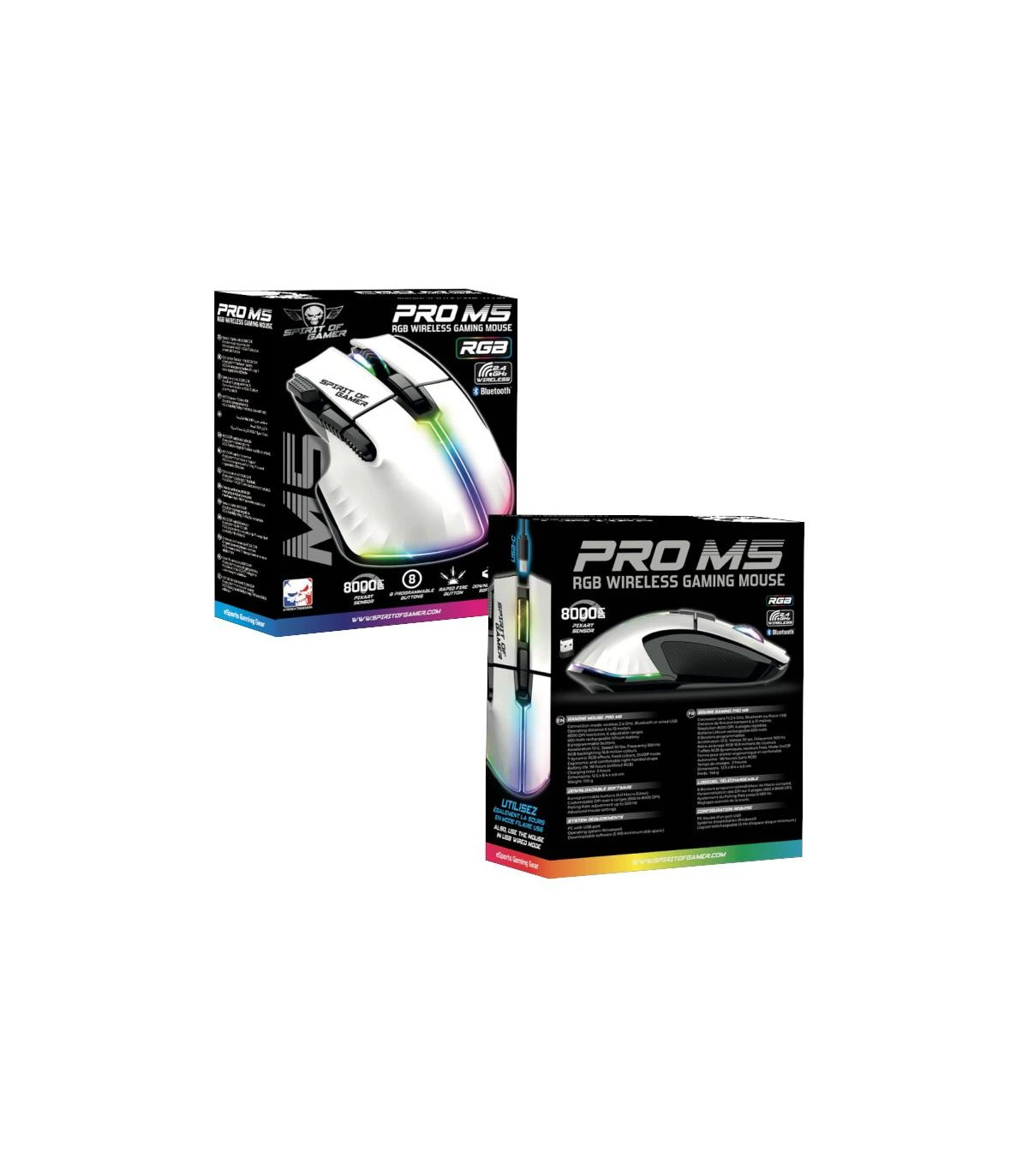 Spirit of Gamer Ratón Inalambrico Pro M5 White