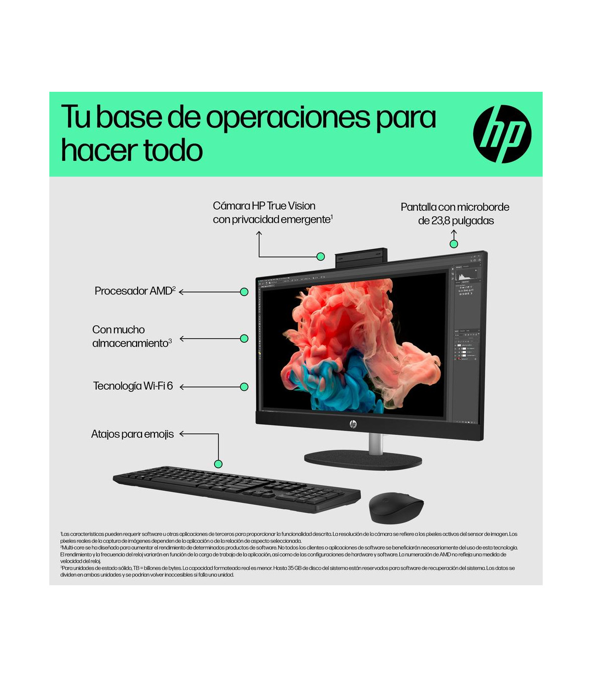 Ordenador all in one hp 24 - cr0110ns r5 - 7520u 16gb ssd 1tb 23.8 pulgadas