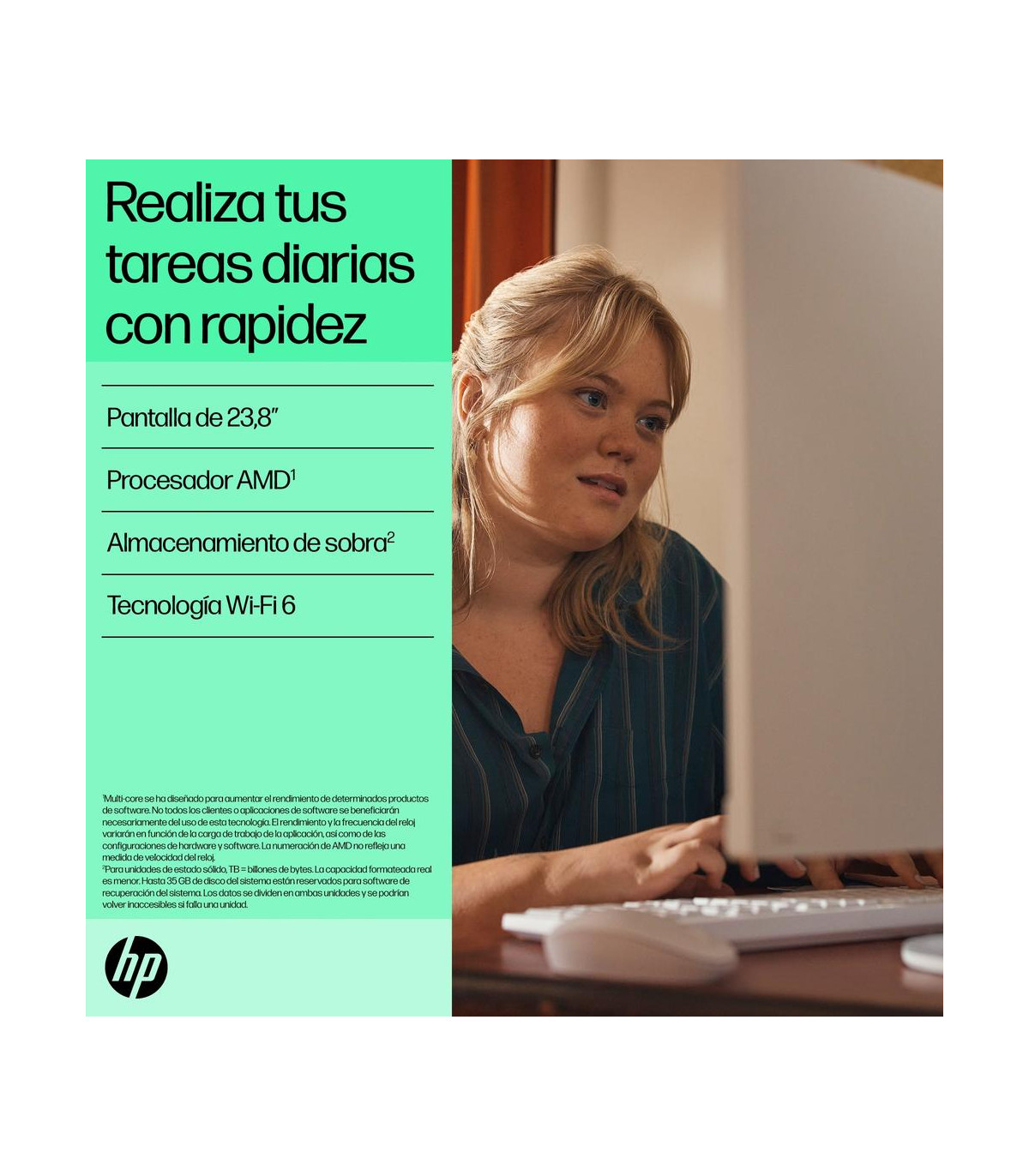 Ordenador all in one hp 24 - cr0110ns r5 - 7520u 16gb ssd 1tb 23.8 pulgadas